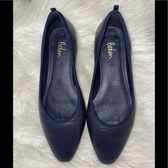 BODEN Almond Toe Navy Blue Ballerina Shoe - Picture 4 of 9